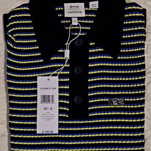 AUTHENTIC LACOSTE X GOOP, WOMEN’S MULTI-COLOR SHORT SLEEVE POLO-SIZE 10 - Picture 8 of 12